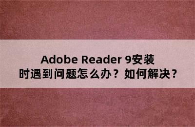 Adobe Reader 9安装时遇到问题怎么办？如何解决？